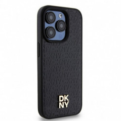 Apple iPhone 15 Pro Coque DKNY Pu Repeat Pattern Stack Logo MagSAFE  Noir