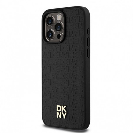 Apple iPhone 15 Pro Max Coque DKNY Pu Repeat Pattern Stack Logo MagSAFE  Noir