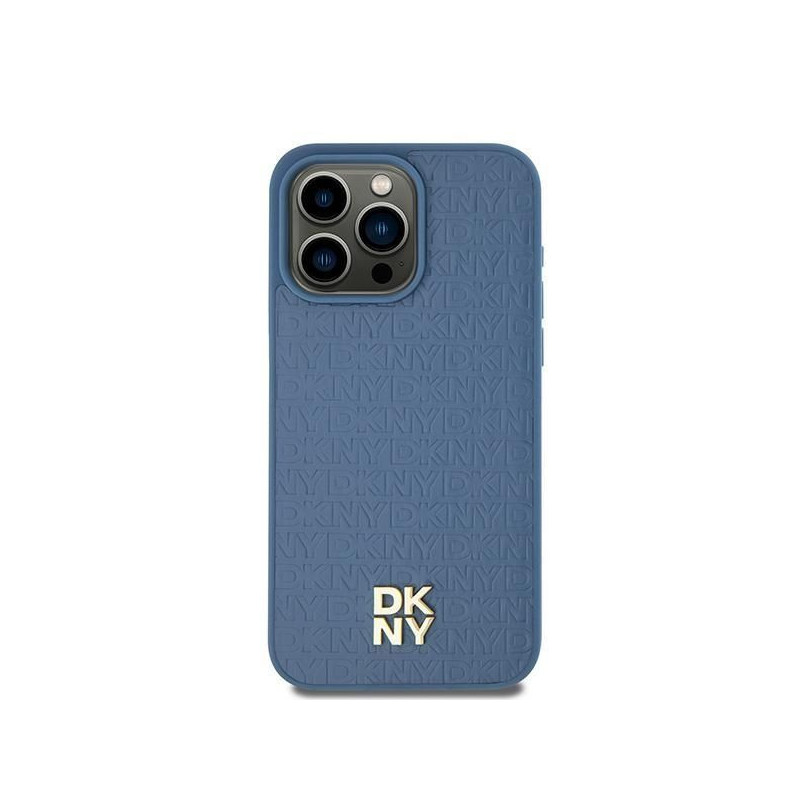 Apple iPhone 15 Coque DKNY Pu Repeat Pattern Stack Logo MagSAFE  Bleu