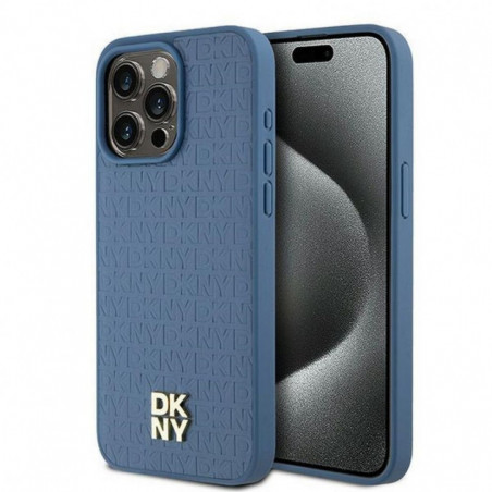 Apple iPhone 15 Pro Max Coque DKNY Pu Repeat Pattern Stack Logo MagSAFE  Bleu