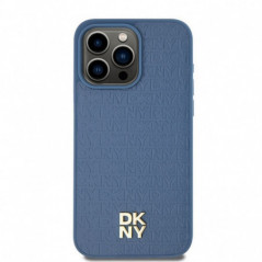 Apple iPhone 15 Pro Max Coque DKNY Pu Repeat Pattern Stack Logo MagSAFE  Bleu
