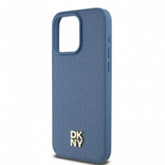 Apple iPhone 15 Pro Max Coque DKNY Pu Repeat Pattern Stack Logo MagSAFE  Bleu