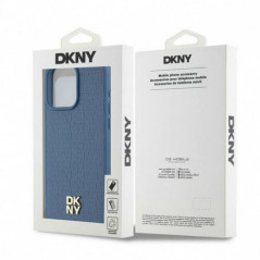 Apple iPhone 15 Pro Max Coque DKNY Pu Repeat Pattern Stack Logo MagSAFE  Bleu