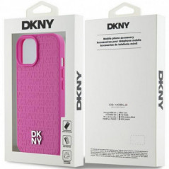 Apple iPhone 15 Coque DKNY Pu Repeat Pattern Stack Logo MagSAFE  Rose