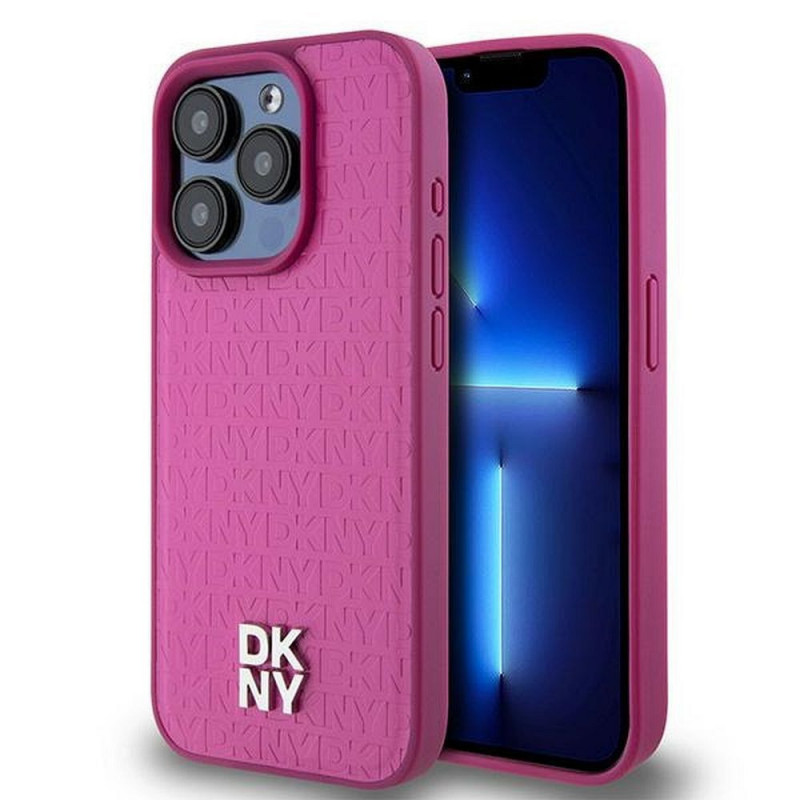 Apple iPhone 15 Pro Coque DKNY Pu Repeat Pattern Stack Logo MagSAFE  Rose