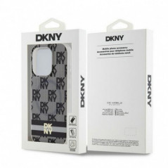 Apple iPhone 14 Pro Coque DKNY Checkered Pattern Printed Stripes MagSAFE  Noir