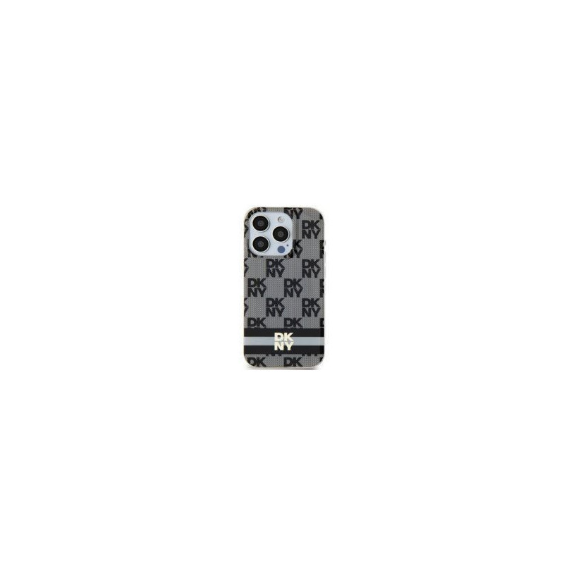 Apple iPhone 15 Coque DKNY Checkered Pattern Printed Stripes MagSAFE  Noir