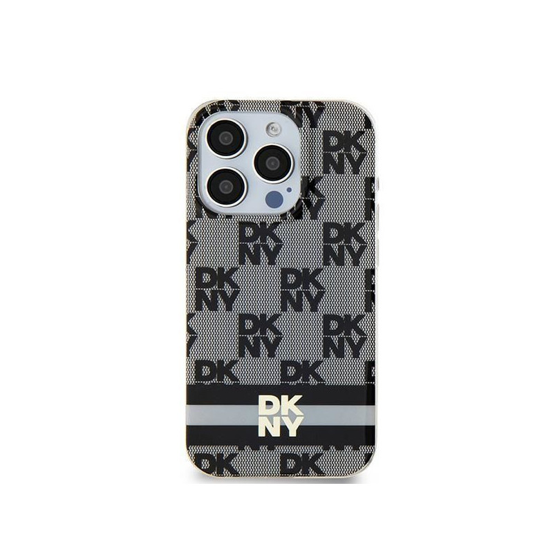Apple iPhone 15 Plus Coque DKNY Checkered Pattern Printed Stripes MagSAFE  Noir