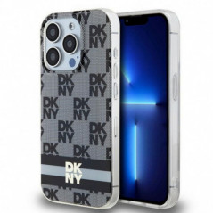 Apple iPhone 15 Pro Max Coque DKNY Checkered Pattern Printed Stripes MagSAFE  Noir