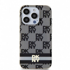 Apple iPhone 15 Pro Max Coque DKNY Checkered Pattern Printed Stripes MagSAFE  Noir