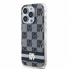 Apple iPhone 15 Pro Max Coque DKNY Checkered Pattern Printed Stripes MagSAFE  Noir