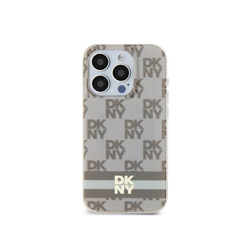 Apple iPhone 14 Coque DKNY Checkered Pattern Printed Stripes MagSAFE  Beige
