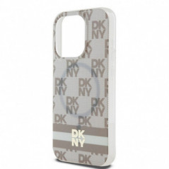 Apple iPhone 14 Pro Coque DKNY Checkered Pattern Printed Stripes MagSAFE  Beige