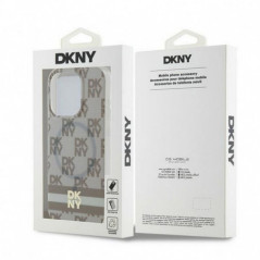 Apple iPhone 14 Pro Coque DKNY Checkered Pattern Printed Stripes MagSAFE  Beige