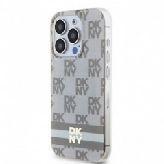 Apple iPhone 15 Pro Coque DKNY Checkered Pattern Printed Stripes MagSAFE  Beige