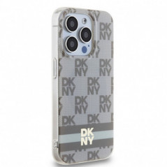 Apple iPhone 15 Pro Coque DKNY Checkered Pattern Printed Stripes MagSAFE  Beige