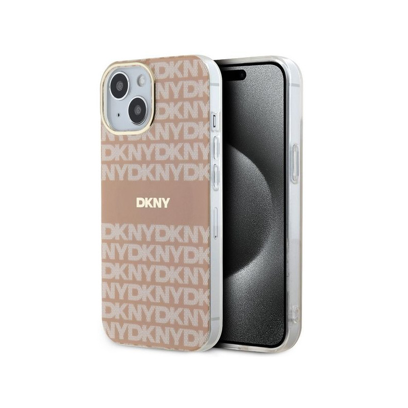 Apple iPhone 15 Plus Coque DKNY Repeat Texture Pattern Stripe MagSAFE  Rose