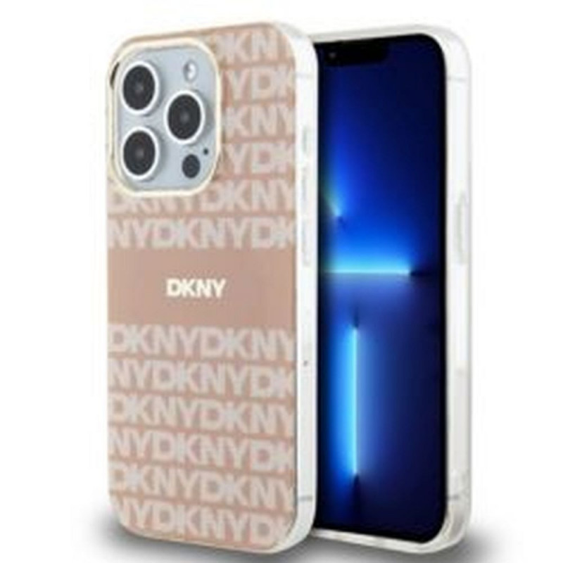 Apple iPhone 15 Pro Coque DKNY Repeat Texture Pattern Stripe MagSAFE  Rose