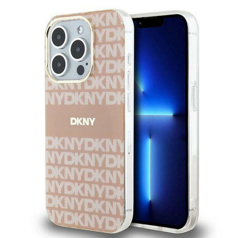 Apple iPhone 15 Pro Max Coque DKNY Repeat Texture Pattern Stripe MagSAFE  Rose