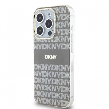 Apple iPhone 15 Pro Max Coque DKNY Repeat Texture Pattern Stripe MagSAFE  Beige