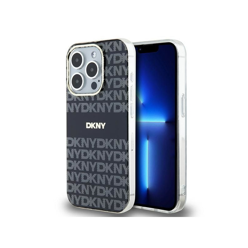 Apple iPhone 15 Pro Max Coque DKNY Repeat Texture Pattern Stripe MagSAFE  Noir