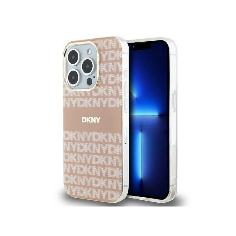Apple iPhone 13 Pro Coque DKNY Repeat Texture Pattern Stripe MagSAFE  Rose