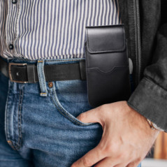 XIAOMI Redmi Note 10 Pro Max Etui universel, Étui de ceinture ROYAL - Leather universal flap pocket Noir