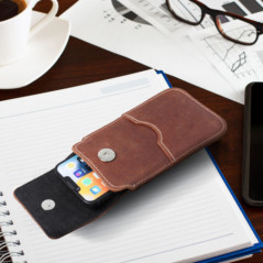 XIAOMI Redmi Note 10 Pro Max Etui universel, Étui de ceinture ROYAL - Leather universal flap pocket Brun