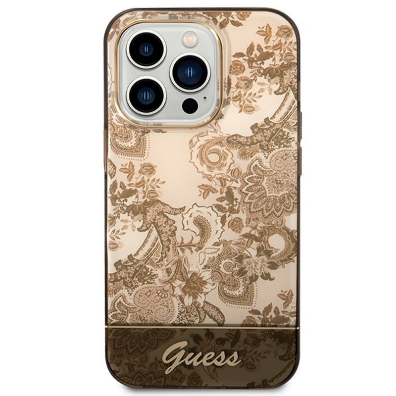 Apple iPhone 14 Pro Max Coque Guess IML Electro Cam TDJ Ocre