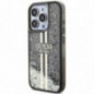 Apple iPhone 15 Pro Max Coque Guess Liquid Glitter Gold Stripes Noir