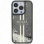 Apple iPhone 15 Pro Max Coque Guess Liquid Glitter Gold Stripes Noir