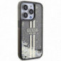 Apple iPhone 15 Pro Max Coque Guess Liquid Glitter Gold Stripes Noir