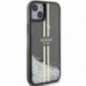 Apple iPhone 15 Coque Guess Liquid Glitter Gold Stripes Noir
