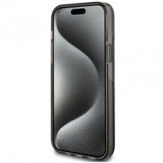 Apple iPhone 15 Coque Guess Liquid Glitter Gold Stripes Noir