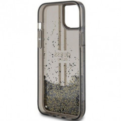 Apple iPhone 15 Coque Guess Liquid Glitter Gold Stripes Noir