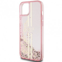 Apple iPhone 15 Coque Guess Liquid Glitter Gold Stripes Rose