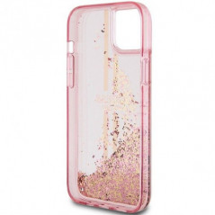 Apple iPhone 15 Coque Guess Liquid Glitter Gold Stripes Rose