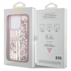 Apple iPhone 15 Pro Max Coque Guess Liquid Glitter Gold Stripes Rose