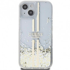 Apple iPhone 15 Plus Coque Guess Liquid Glitter Gold Stripes Transparent