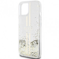 Apple iPhone 15 Plus Coque Guess Liquid Glitter Gold Stripes Transparent
