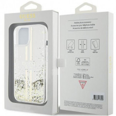 Apple iPhone 15 Plus Coque Guess Liquid Glitter Gold Stripes Transparent