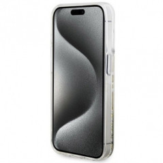 Apple iPhone 15 Pro Coque Guess Liquid Glitter Gold Stripes Transparent