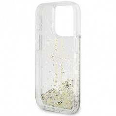 Apple iPhone 15 Pro Coque Guess Liquid Glitter Gold Stripes Transparent