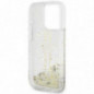Apple iPhone 15 Pro Coque Guess Liquid Glitter Gold Stripes Transparent