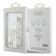 Apple iPhone 15 Pro Coque Guess Liquid Glitter Gold Stripes Transparent