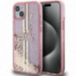 Apple iPhone 15 Plus Coque Guess Liquid Glitter Gold Stripes Rose