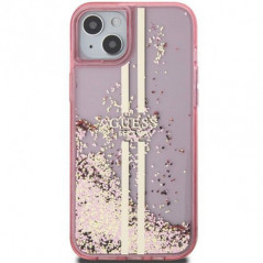 Apple iPhone 15 Plus Coque Guess Liquid Glitter Gold Stripes Rose