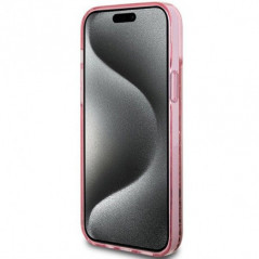 Apple iPhone 15 Plus Coque Guess Liquid Glitter Gold Stripes Rose