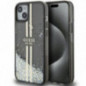Apple iPhone 15 Plus Coque Guess Liquid Glitter Gold Stripes Noir