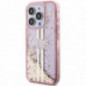 Apple iPhone 15 Pro Coque Guess Liquid Glitter Gold Stripes Rose